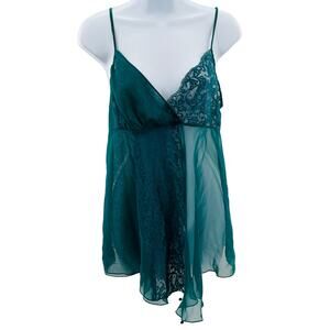 Victoria's Secret Green Chiffon Strappy Short Nightgown Lingerie Women Sz S VTG